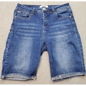 Harmony & Havoc Jean Shorts Women's 6 Blue Denim Cotton 5 Pockets Stretch Cuffed